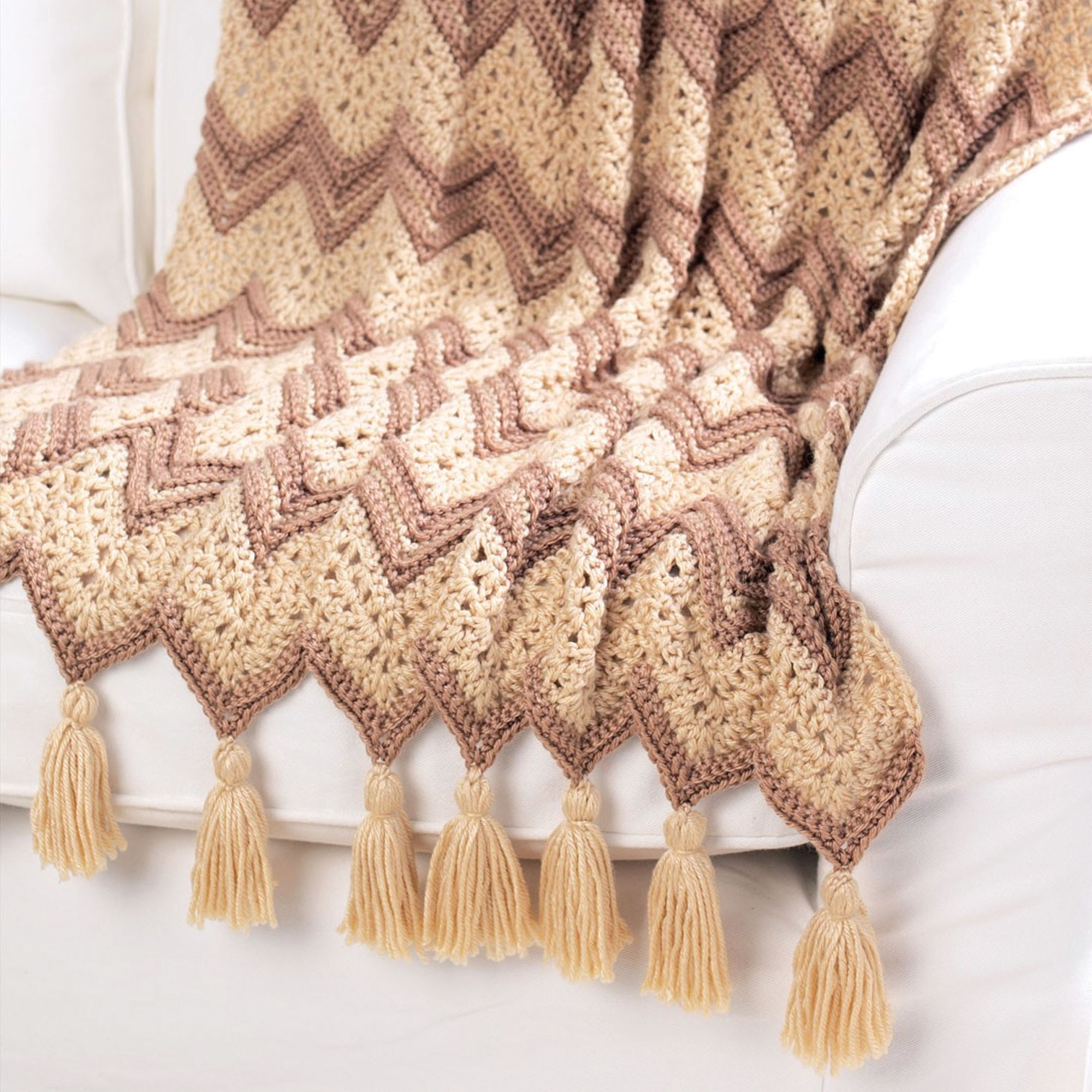 Ripple Beige Afghan Crochet Loves