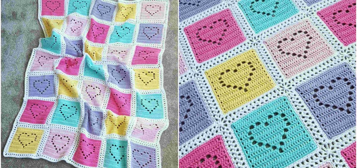 Filet Heart Crochet Baby Blanket