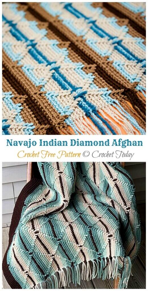 Navajo Indian Diamond Afghan Crochet CK Crafts