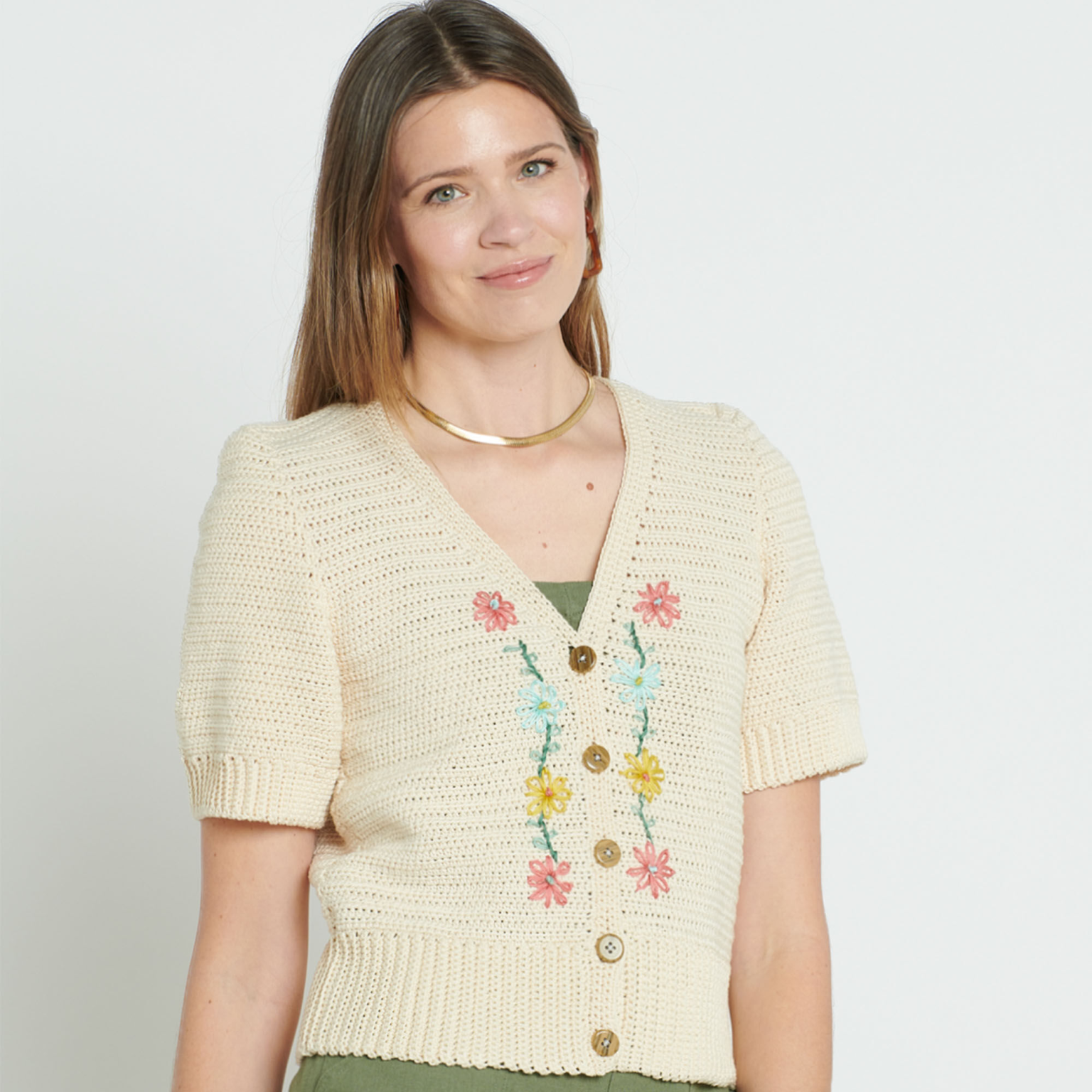 Crochet Embroidered Cardigan Free Pattern