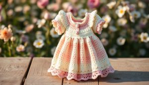 floral crochet, crochet baby dress, flower crochet, baby shower gift